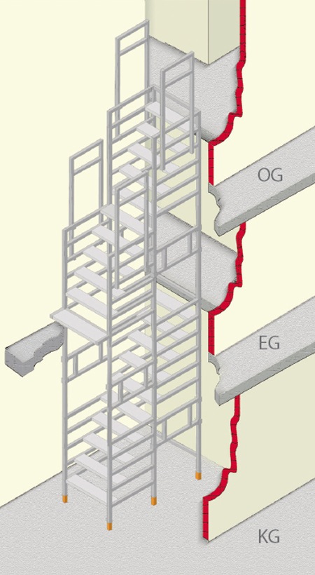 Bautreppe gerade-uebereinander